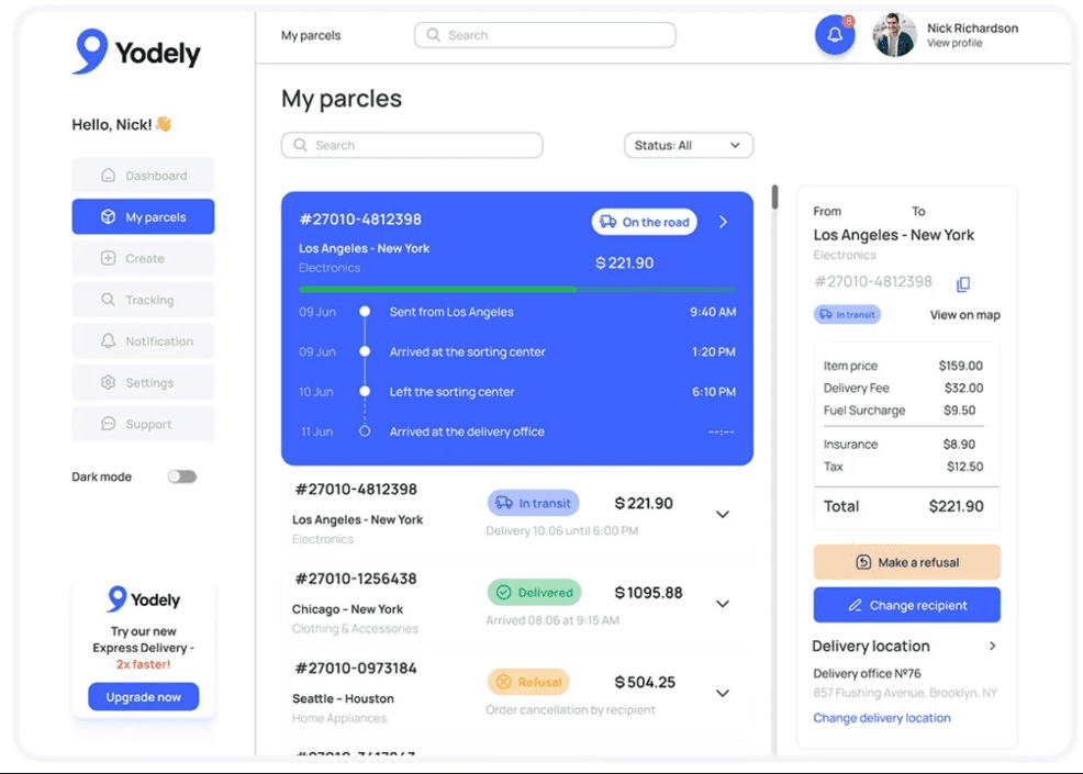 Yodely – UI/UX дизайн додатку для доставки 1